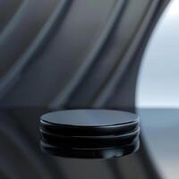 A black round object sitting on a table photo