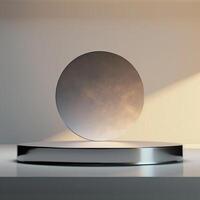 A circular object on top of a table photo