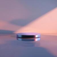 A round object on a table with a light shining on it photo