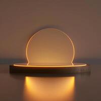 A glowing light on a table with a circular shape photo