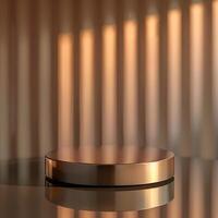 A round object on a table with a light shining on it photo
