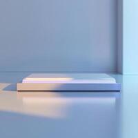 A white box sitting on a table in front of a window photo