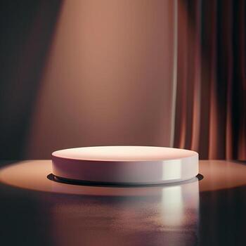 un vacío redondo mesa con un destacar en eso foto