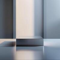A silver box sitting on a table in front of a window photo