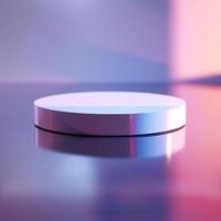 A white round object on a table with a bright background photo