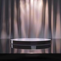 Empty podium on a black table with a spotlight photo