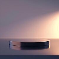 An empty round table with a light shining on it photo