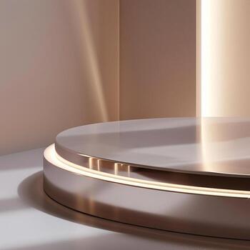 un redondo mesa con un ligero brillante en eso foto