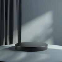 A black round table on a white table photo