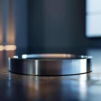 A ring sitting on a table in front of a window photo