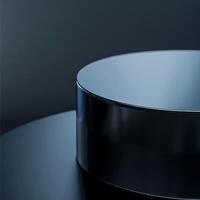 A black round table with a silver top photo