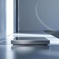 A modern electronic device sitting on a table photo