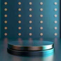 An empty podium with a blue background photo