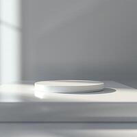 A white object on a table in front of a window photo