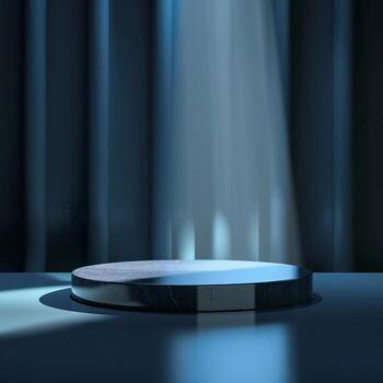 un vacío podio con un destacar brillante en eso foto