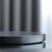 A black circular object on a table photo