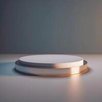 An empty round podium on a table photo