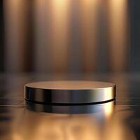 A round object on a table with a light behind it photo