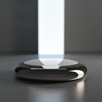 A black and white object sitting on a table photo