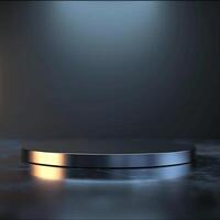 An empty podium on a dark background photo
