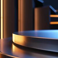 A podium with a light shining on it photo
