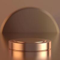 A round metal object on a table with a circular shape photo