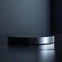 A black circular object sitting on a table photo