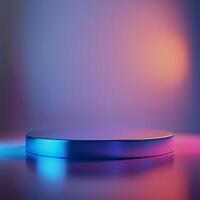 3d render of a round podium with colorful lights photo