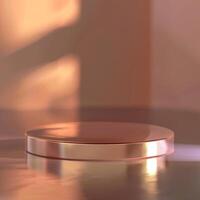 A round object on a table with a light shining on it photo