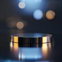 A round table with a light on it photo