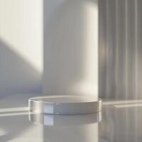 A white table with a white object on it photo