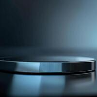 A black and silver circular object on a table photo