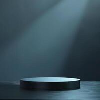 An empty podium on a dark table with a spotlight photo
