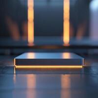 A computer screen with a light shining on it photo