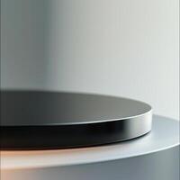 A black and white table with a circular top photo