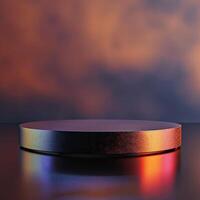 A round table with a colorful light on it photo