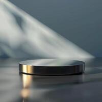 A round table with a light shining on it photo