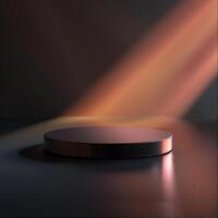 A round table with a light shining on it photo