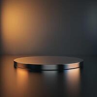 3d render of a round podium on a dark background photo