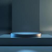 An empty podium with a blue light on it photo