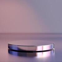 A round table with a silver surface on a table photo