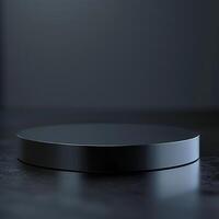 A black circular object on a table photo