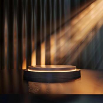 un vacío podio con un destacar brillante en eso foto
