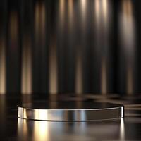A podium with a spotlight on it in front of a dark background photo
