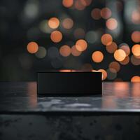 A black box sitting on a table photo