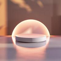 A white object on a table with a sun in the background photo