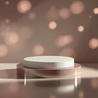 A white round object on a table with a light background photo