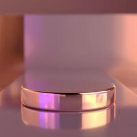 A round object on a table with a purple light photo