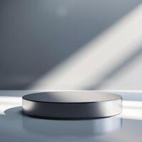 A round object on a table with sunlight coming in from the side photo