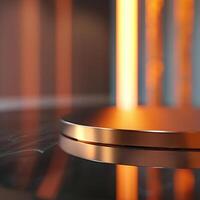 A close up of a metal object on a table photo